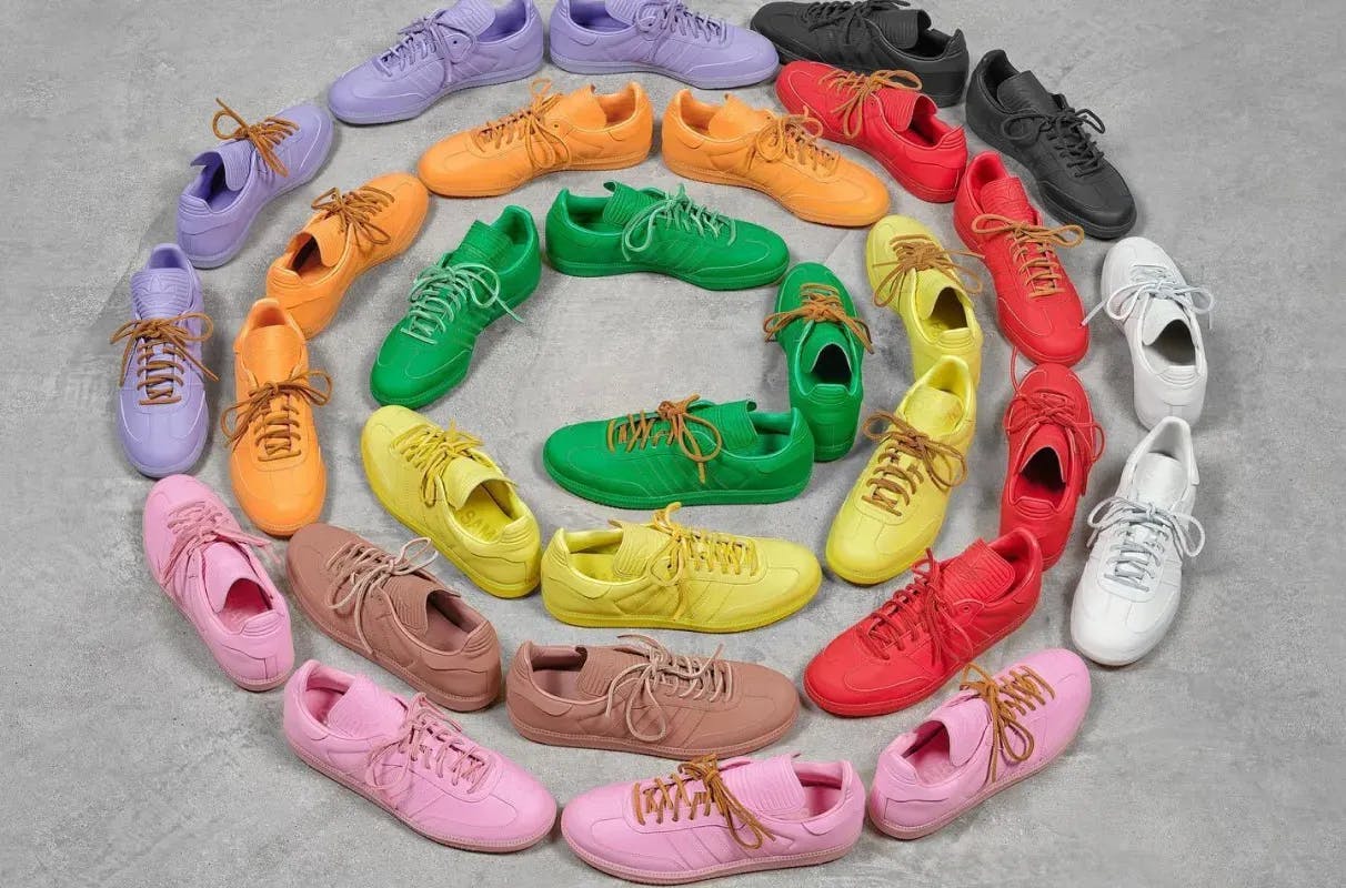 pharrell williams adidas samba humanrace color’s block