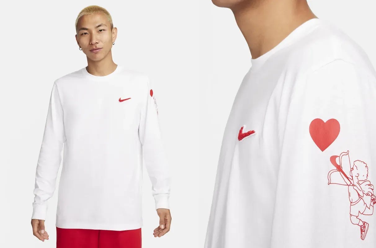 Nike White T-Shirt Longsleeve Valentine's Day FV3993-100